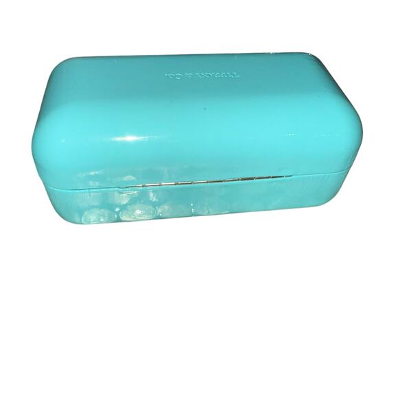 Tiffany & Co. Turquoise Blue Hard Clam Shell Flip Eyeglass Case and Cloth - Picture 12 of 13